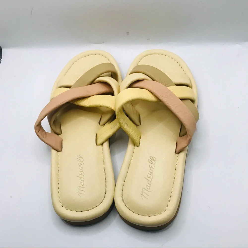 Madewell‎ ComfortSlide Women's Cream & Pink Woven Slide Sandals